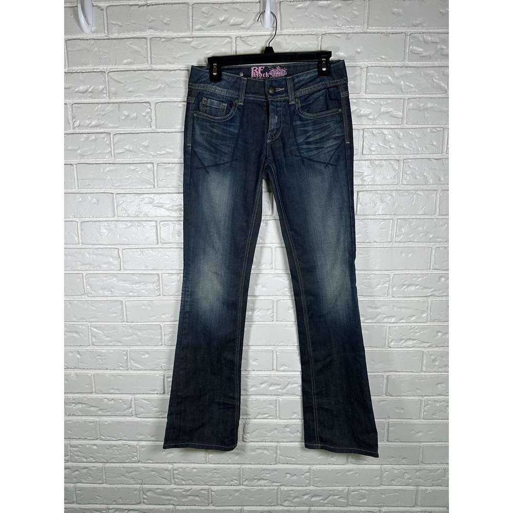 ReRock Size 4 Y2K McBling Flare Jeans Low Rise‎ Medium Wash Denim